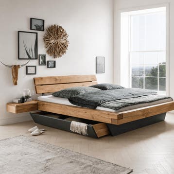 Van Schaik Glenor Massief Eiken Balkenbed met Bedlades - 180