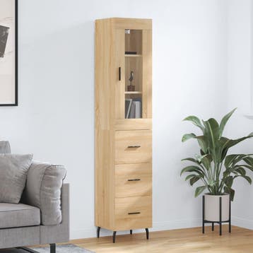 vidaXL Hoge kast 34,5x34x180 cm bewerkt hout sonoma, Verzenden, Nieuw