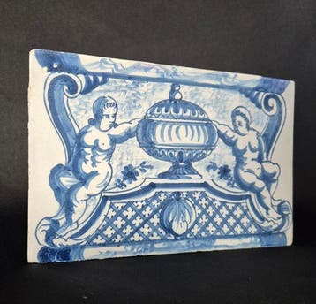 Rococo Tegel - Goed leven - Antiek - 1700-1750 - Tegel met