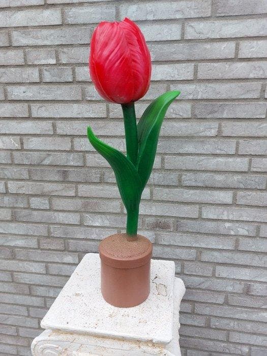 Bloempot - polyresin - 65 cm tall pink tulip, Antiquités & Art, Curiosités & Brocante