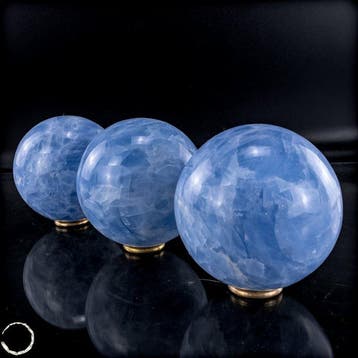 Zeldzame natuurlijke blauw-calciet bolletjesset – 3