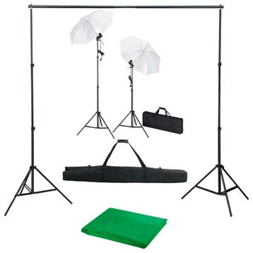 vidaXL Fotostudioset met achtergrond, lampen en paraplus, Verzenden, Nieuw