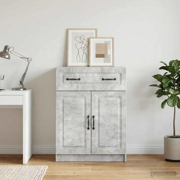 vidaXL Dressoir met lade Betongrijs 66 x 34,5 x 87 cm, Huis en Inrichting, Kasten | Dressoirs, Verzenden, Nieuw