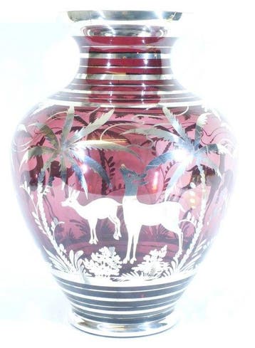 Vaas - Muranoglas - Murano jaren 1930 zilver