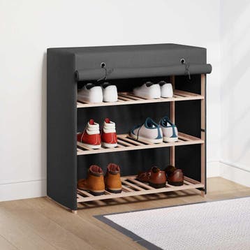vidaXL Schoenenkast met hoes 79x40x80 cm stof grijs, Verzenden