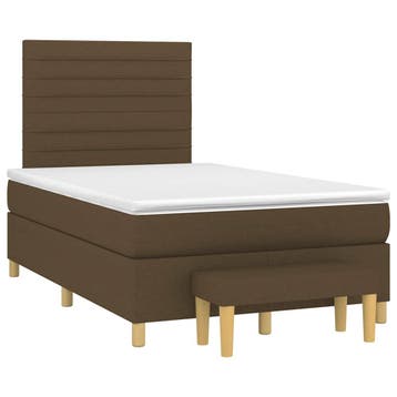 vidaXL Boxspring met matras stof donkerbruin 120x190 cm, Verzenden
