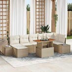 vidaXL Tuinbank Set met kussen 8 pcs Beige en Crème, Verzenden, Nieuw