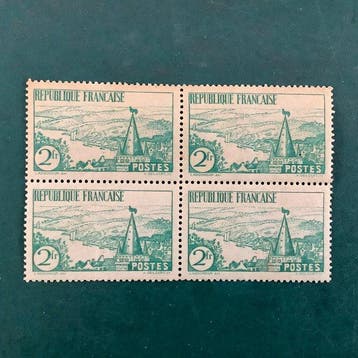 France 1935 - Rivière bretonne en bloc de quatre MNH/MH -, Gestempeld