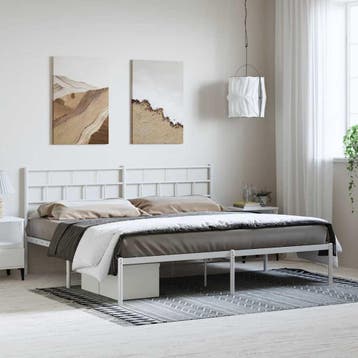 vidaXL Bedframe met hoofdbord metaal wit 183x213 cm, Verzenden