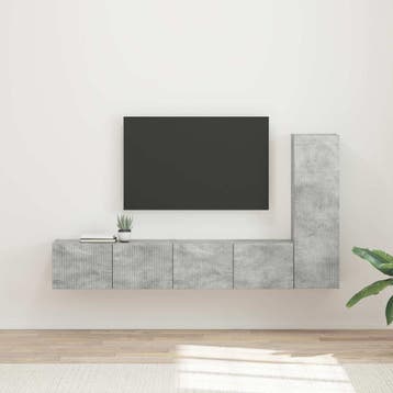 vidaXL Tv-meubelset 3 st Beton Grijs Bewerkt hout, Verzenden