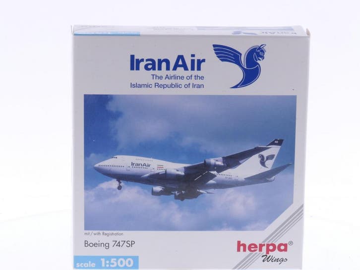 Schaal 1:500 Herpa 511995 Iran Air Boeing 747SP Reg.Nr. E..., Hobby en Vrije tijd, Modelbouw | Vliegtuigen en Helikopters, Gebruikt