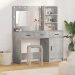 vidaXL Kaptafel met spiegellichten met lade 2 pcs Grijs, Huis en Inrichting, Verzenden, Nieuw