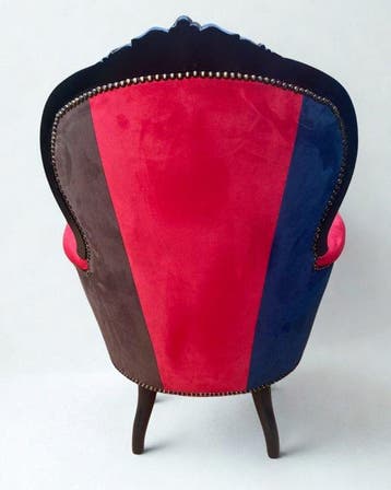 Fauteuil - Fluweel, Hout - Barok patchwork fauteuil, Antiek en Kunst