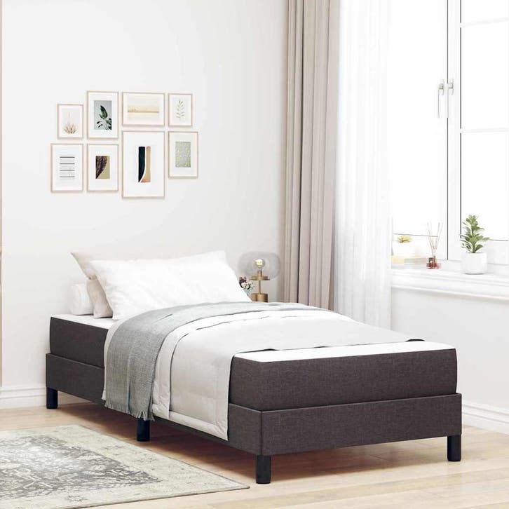 vidaXL Boxspring bed met matras Donkerbruin 100 x 200 cm, Maison & Meubles, Chambre à coucher | Lits, Envoi