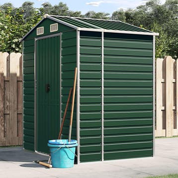 vidaXL Tuinschuur 191x130x198 cm gegalvaniseerd staal groen, Verzenden, Nieuw