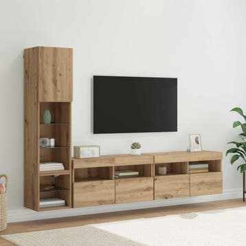 vidaXL TV Wand Eenheid 4 st Artisan Eiken Bewerkt hout, Verzenden, Nieuw