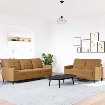 vidaXL 2-delige Loungeset met kussens fluweel bruin, Verzenden, Nieuw