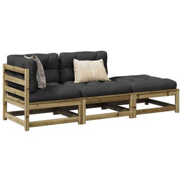 vidaXL 3-delige Loungeset met kussens geïmpregneerd, Verzenden, Nieuw, Loungeset