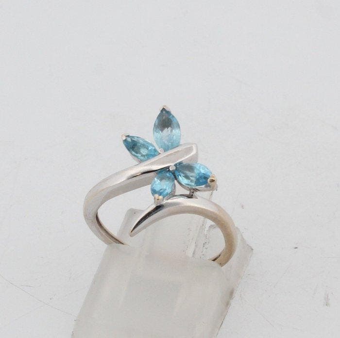 Zonder minimumprijs - Ring - 18 karaat Witgoud Topaas, Bijoux, Sacs & Beauté, Bagues