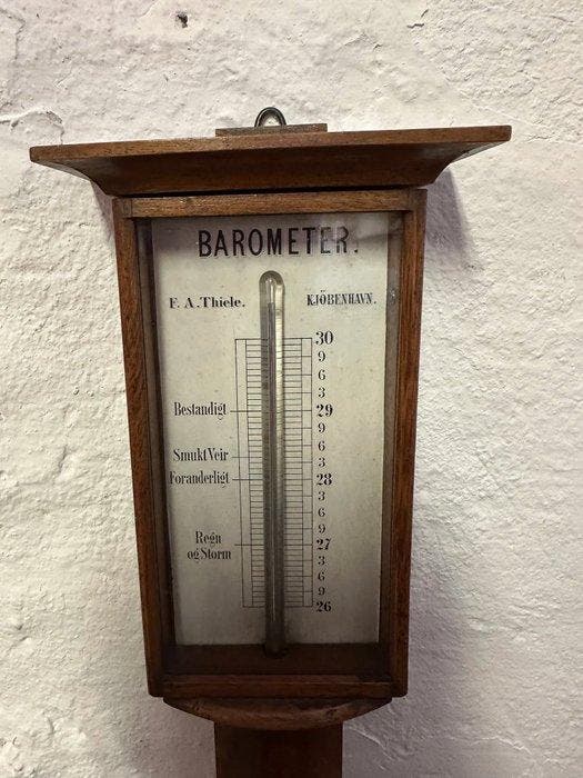 F.A. Thiele Marine barometer - Walnoot, Mahonie, Mercury,, Antiek en Kunst, Antiek | Overige Antiek