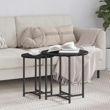 vidaXL Bijzettafelset 2 st Zwart Eiken 50 x 50 x 50 cm, Verzenden, Nieuw