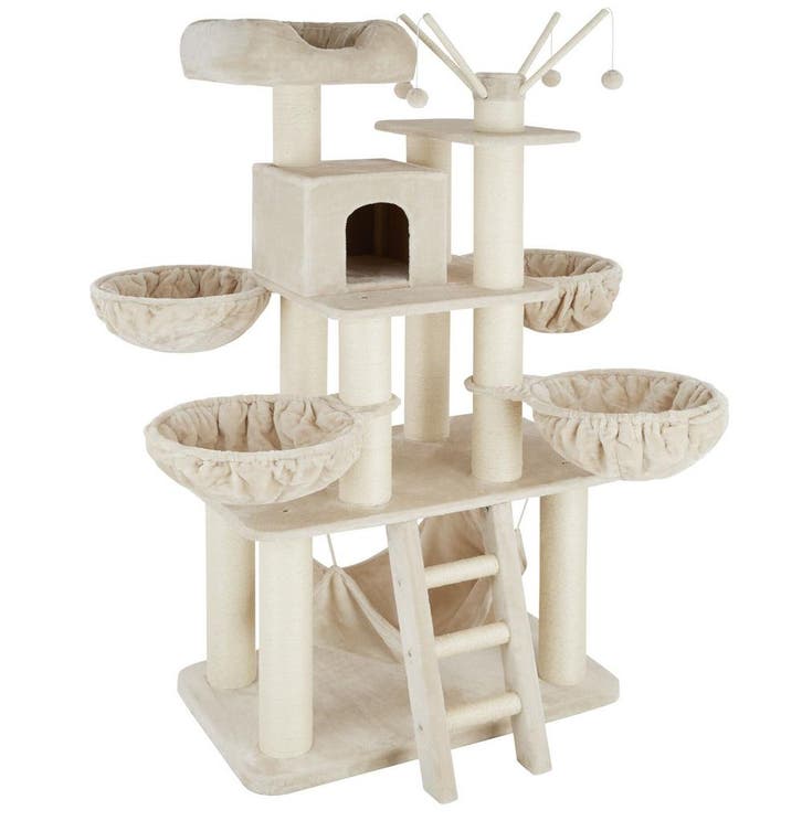 tectake Krabpaal Gismo 195cm - beige / wit, Dieren en Toebehoren, Katten-accessoires, Verzenden