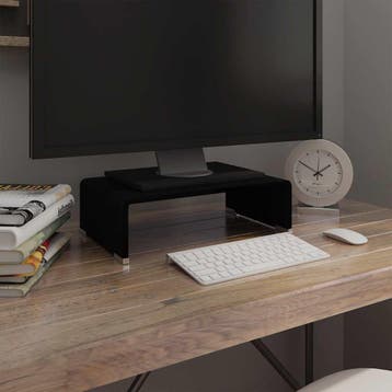 vidaXL Tv-meubel/monitorverhoger zwart 40x25x11 cm glas, Verzenden, Nieuw