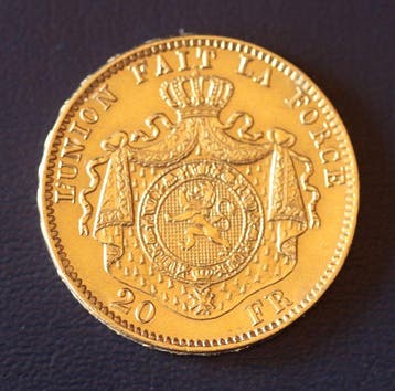 België. Leopold II. 20 Francs 1877 (Zonder minimumprijs), Postzegels en Munten
