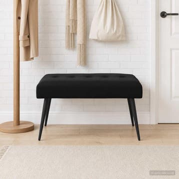vidaXL Bank met knopen tufting Zwart 80 x 40 x 46 cm fluweel, Verzenden