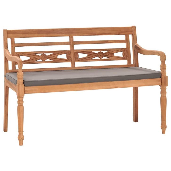 vidaXL Bank Batavia met donkergrijs kussen 120 cm massief, Tuin en Terras, Tuinsets en Loungesets, Nieuw, Verzenden