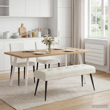 vidaXL Bank met knopen tufting Crèmekleurig 110 x 40 x 46 cm, Verzenden