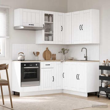 vidaXL Keukenblok LUCCA 8 st Wit Bewerkt hout, Verzenden, Nieuw