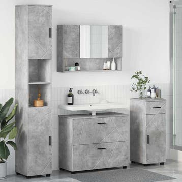 vidaXL Badkamermeubel Set 4 st Beton Grijs 35 x 30 x 192 cm, Verzenden