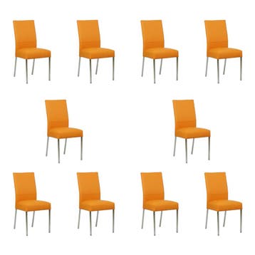 Set van 10 Leren eetkamerstoelen Real - Toledo Mandarin, Ophalen of Verzenden