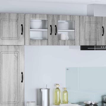 vidaXL Wandglas Kasten LUCCA 2 st Grijs sonoma Bewerkt hout, Huis en Inrichting, Verzenden, Nieuw