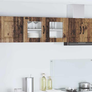 vidaXL Wandglas Kasten PORTO Oudhout 80 x 31 x 40 cm Bewerkt, Verzenden