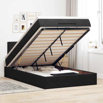 vidaXL Bed poef met matras en LEDs 120x190 cm fluweel zwart, Verzenden, Nieuw