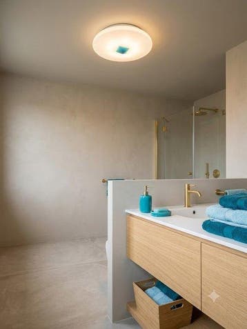Plafondlamp - geblazen glas, IJzer - Plafonnier met inzet
