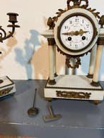 Horloge et parure de cheminée (3) - samuel Marti - Marbre,, Antiquités & Art