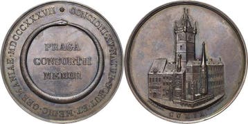 Brons medaille 1837 medaille Prag, Verzenden, België