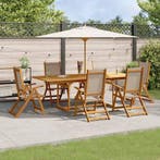 vidaXL 7-delige Tuinset massief acaciahout en textileen, Verzenden, Nieuw, Tuinset