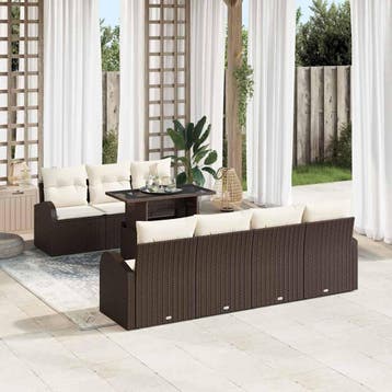 vidaXL Tuinbank Set 8 st Bruin Poly Riet, Verzenden, Nieuw