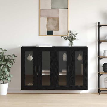 vidaXL Wandgemonteerde Kasten 2 st Zwart eiken 69,5 x 34 x, Maison & Meubles, Armoires | Dressoirs, Verzenden