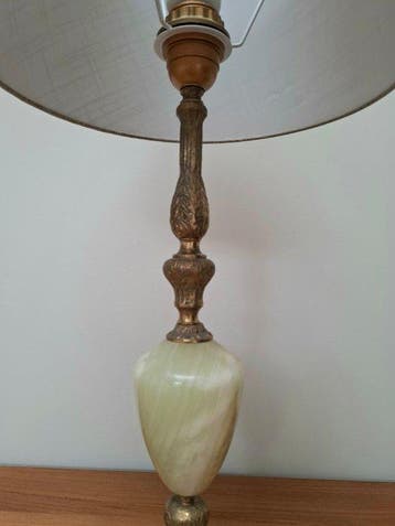 Lampe - Lin - Bronze avec marbre d’onyx