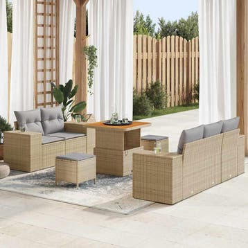 vidaXL Tuinbank Set 8 st 8-Aantal zitplaatsen Beige en, Verzenden, Nieuw