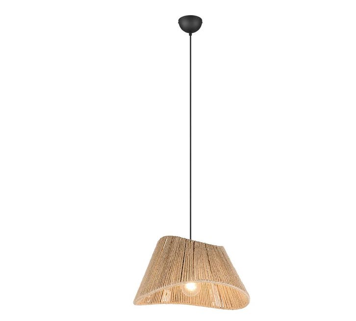Trio VALERIE hanglamp | E27 Fitting | mat zwart met natuurli, Huis en Inrichting, Lampen | Overige, Nieuw, Verzenden