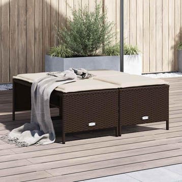 vidaXL Tuinkrukken met kussens 4 st poly rattan bruin, Verzenden, Nieuw