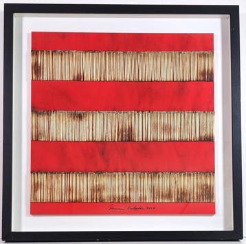 Bernard Aubertin (1934-2015) - Dessin de Feu sur Table Rouge