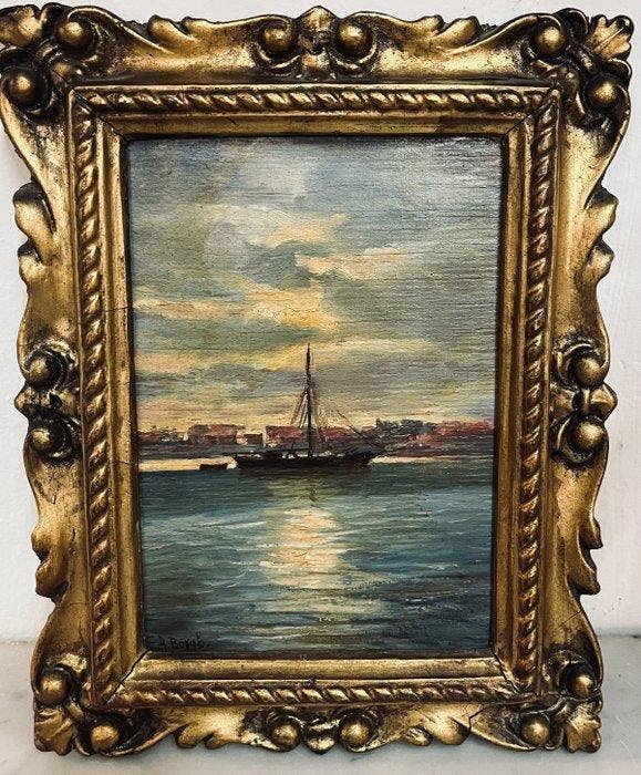 F.A. Borghetti (XX) - Lotto di 3 Marine, Antiquités & Art, Art | Peinture | Classique