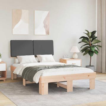 vidaXL Bedframe met Gevoerde Hoofdbord Donkergrijs 120 x 200, Verzenden